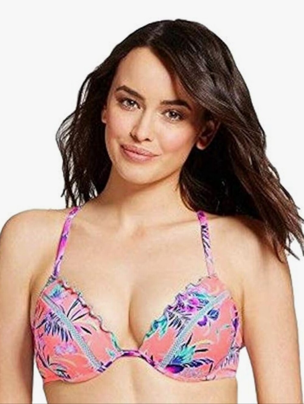 Shade And Shore Pink and Teal Bikini Top
